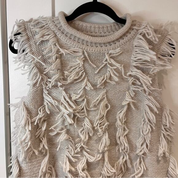 3.1 Philip Lim Cream Wool Fringe Sleeveless Sweater Sz Small - Picture 3 of 10